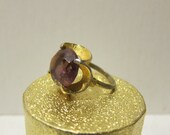 Vintage Cocktail Ring Amethyst and Goldtone by Vogue 1950s or 1960s