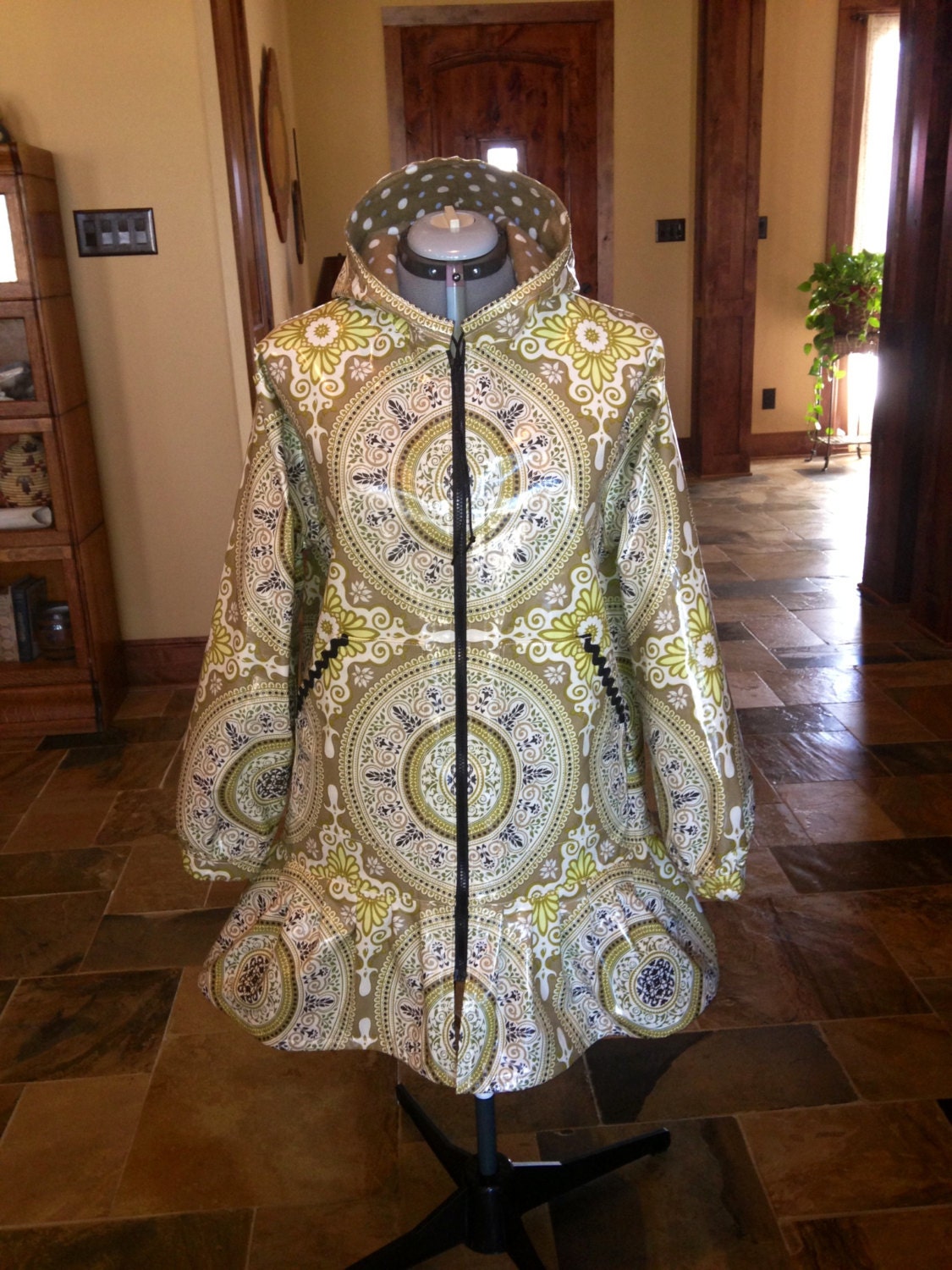 Alaska Garden Gate Rainpuk, Michael Miller fabric, Kuspuk Raincoat for Women (6-18)
