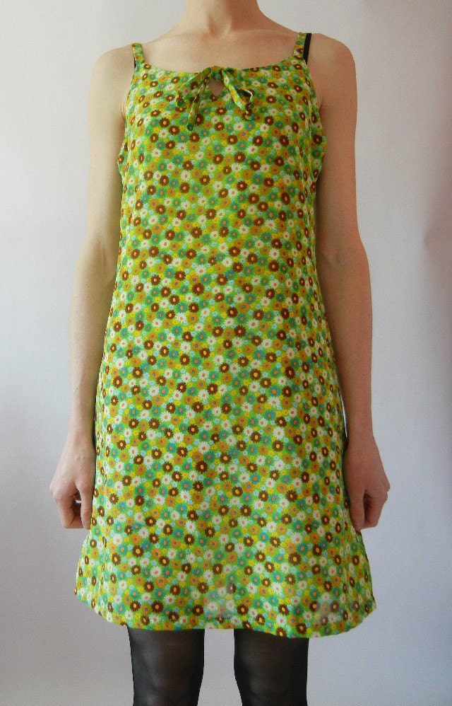 Vintage Lime Green Floral Dress, Size Small, Club Kid, Raver, Quirky, 90's, Tumblr, Tumblr Clothing