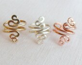 Whiplash Toe Ring in Silver, Gold or Copper