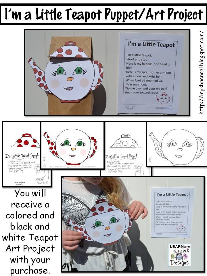 I'm a Little Teapot Puppet Art Project and I'm a Little Teapot Nursery Rhyme Poster