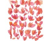 Original watercolor painting Rose red Flower Petals magenta pink watercolour painting romantic home decor