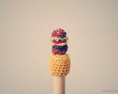 Amigurumi Cheeseburger // Fries // Knitting Needle Toppers // Micro Crochet // 12" Size 13 Straight Needles