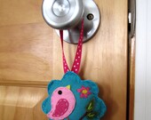Girls Tooth Fairy Pillow, Mini Tooth Fairy Pillow, Small Felt Bird Door Pillow
