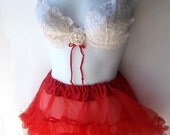 Victoria Secret bra. Vintage Red Can Can Slip. Burlesque wear. Belly Dancer. Glamour Pinup GIrl Lingerie. Refashioned. 2 piece