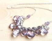 Statement Pink Amethyst Necklace, Bib Necklace, Sterling Silver, Semi Precious Gemstone Necklace