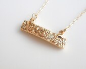 Gold Druzy Necklace, Horizontal Drusy Necklace