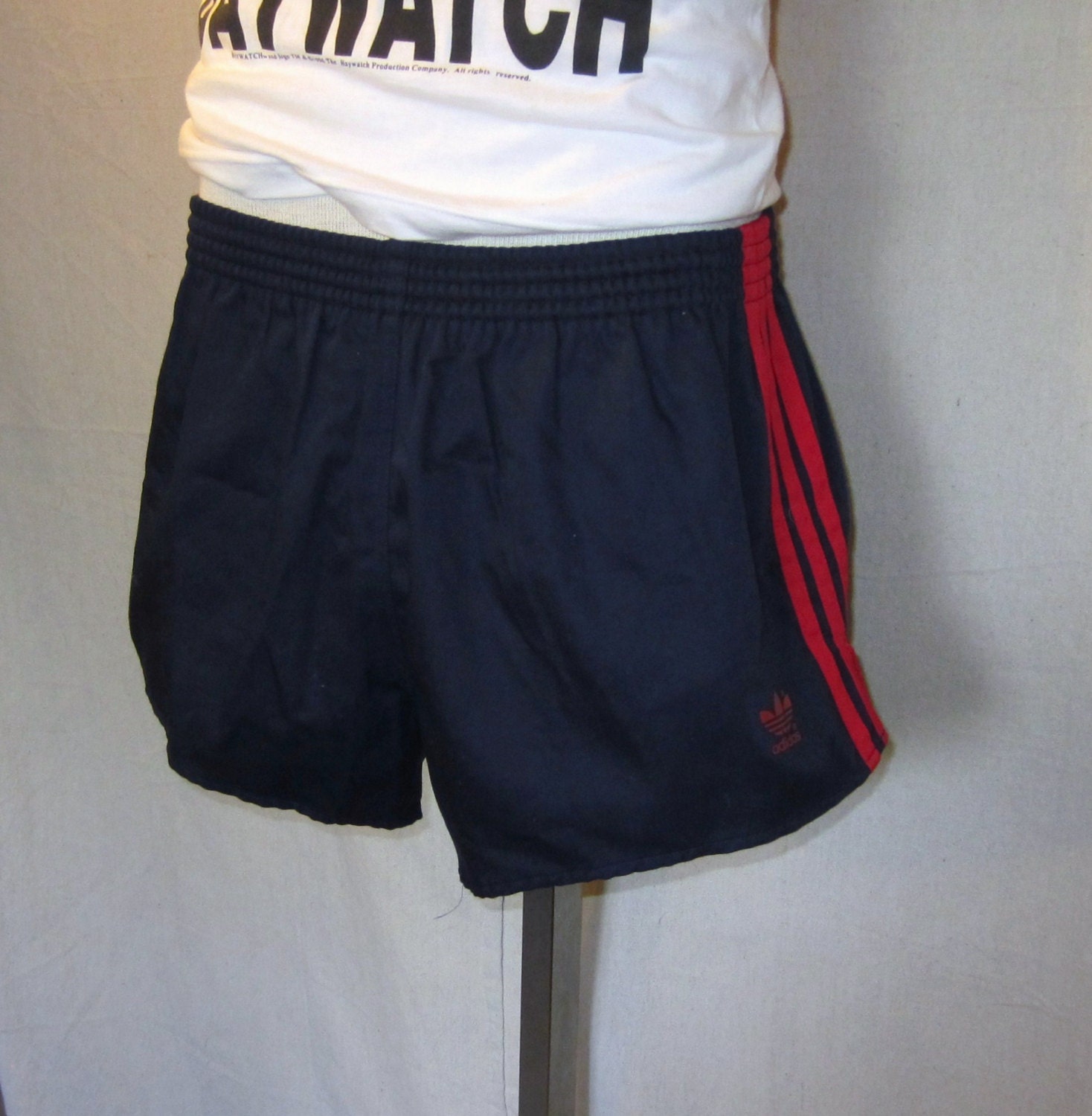 Vintage Deadstock 70s ADIDAS SPRINTER ATHLETIC Striped Work Out West Germany Lined Small Medium Poly Cotton Shorts