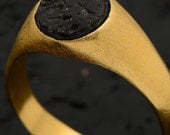 Black Lava Ring, 18k gold plated - natural stone, textured, raw beauty, men's ring, pinky ring, handmade ring, unique