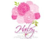 Birth Announcement, Baby Name Art, Nursery Wall Art, Personalized, Baby Girl Wall Art, Kids Wall Art, Births Stats Print floral