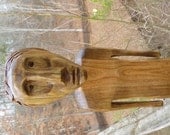 Wood Sculpture, Primitive Folk Art Wood Carving Stone Age Man, Pine