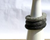 Ombre Stacking bangles -  felt soft jewelry - shade of grey - eco-friendly - mother day gift - felt wool  Set of three