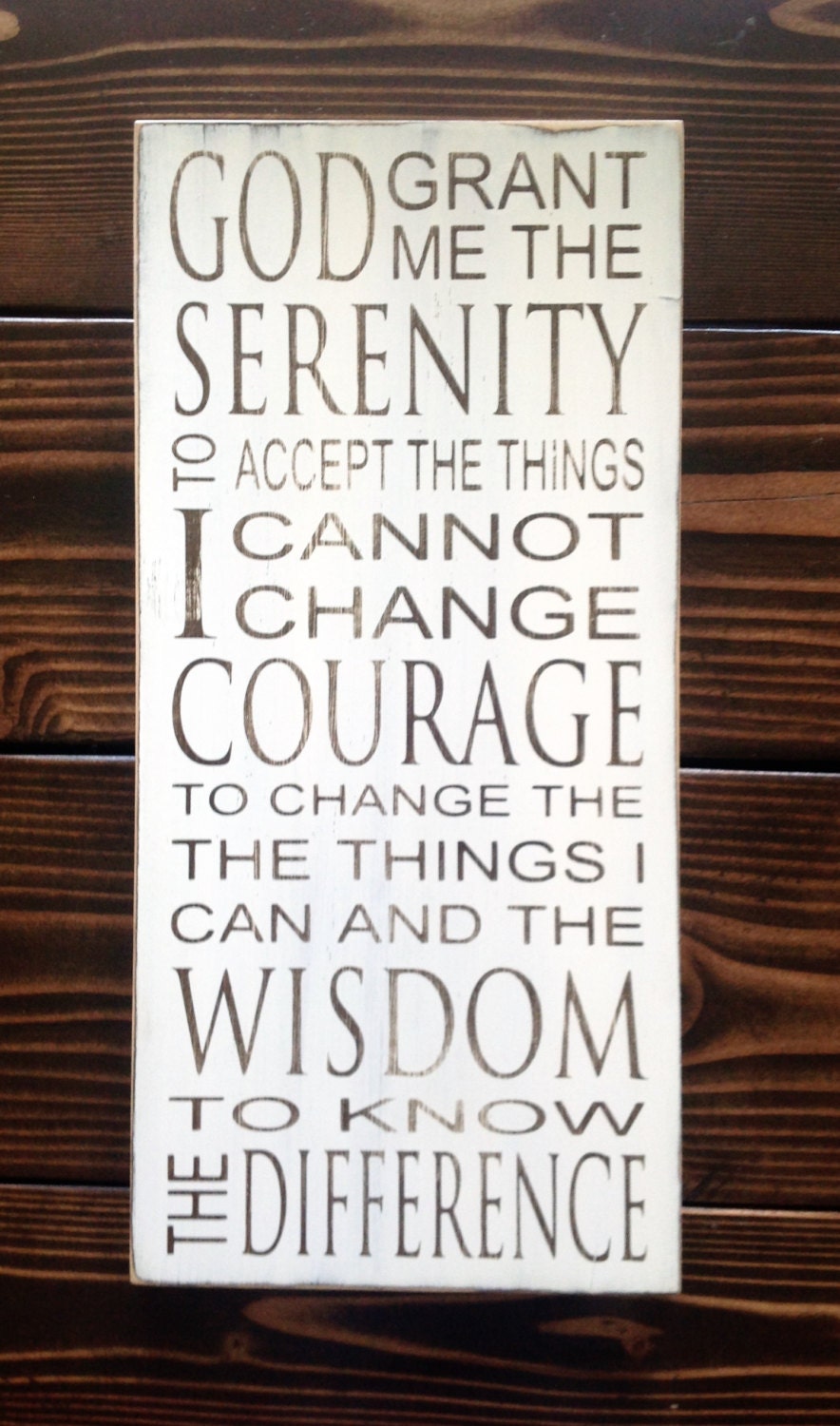 Serenity Prayer Typography Art Sign - Subway Art - Distressed