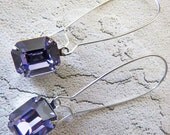 Vintage Earrings Swarovski Crystal Wedding Jewelry Bridesmaids Gift Purple Tanzanite Dangle Earrings