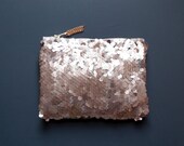 ROSE GOLD Sequin Clutch. Neutral Metallic Evening Clutch. Pink Quartz Pouch.