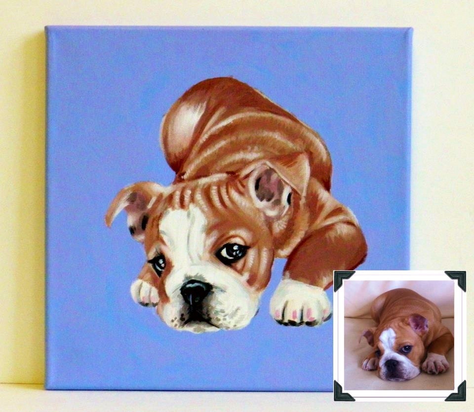 Custom Dog Portrait / Custom Pet Portrait / Custom Portrait - 1 Pet Solid background (12 x 12 x 0.75 inch) Original Painting on Canvas