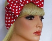 Turban Headband Bow Red Headband Minnie Mouse Bow Red bow White Polkadots Bow Stretchy Headband Wide Headband Women headband Teen headband