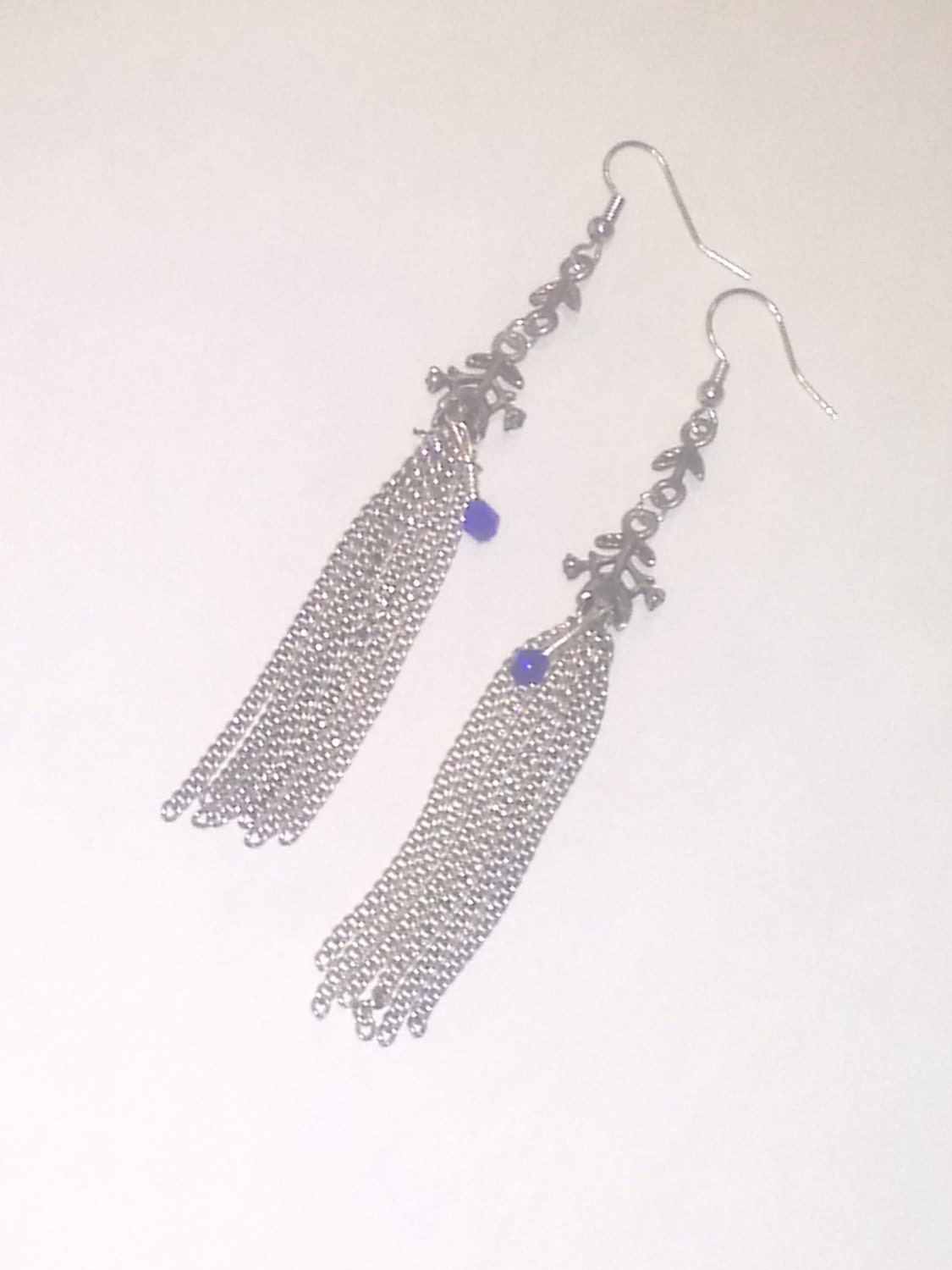 Tulip Earrings, Fringe Hippie Earrings, Reclaimed material Earrings, Eco Friendly Earrings, Chain Fringe, Hippie Gift