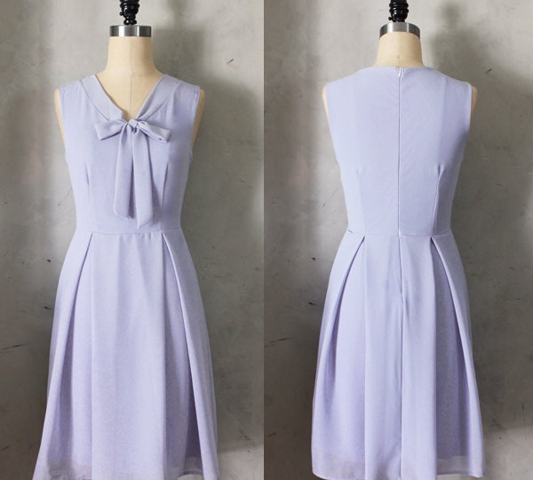 MADELINE - LAVENDER Pastel purple scarf neck tie dress// retro // vintage inspired // pleated skirt // bridesmaid dress // garden // mod