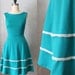 COQUETTE in JADE - Teal emerald green dress with pockets // flared circle skirt // ivory crochet // bridesmaid dress // vintage inspired