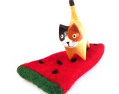 Watermelon Catnip Cat Toy - Needle Felted Wool