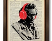 Music Wall Art Print Unique Anniversary Gift for Men First ANNIVERSARY Gift for Husband Boyfriend Gift for Him Music Teacher, Cool Beethoven