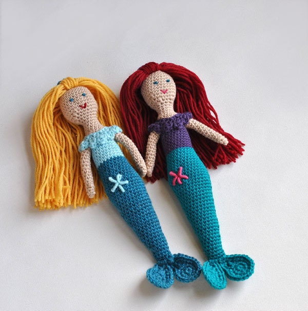 Set Of Two Custom Mermaid Dolls - Made To Order Waldorf Style Dolls - Colors of Choice Natural Dolls