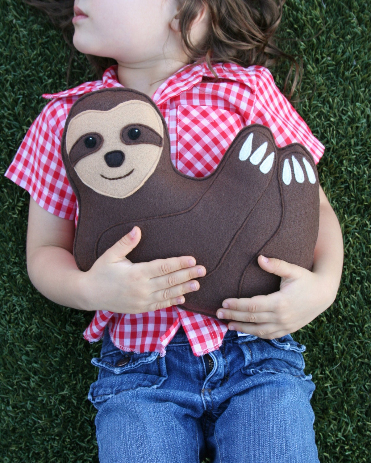 Rainforest Critter- Sloth with heart- Eco Friendly plush- Personalized Initials