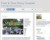 Premade Blogger Template - Fresh Clean Skinny 2-Column Template - blue, tan, white, minimal, skinny, blogger, blog, clean
