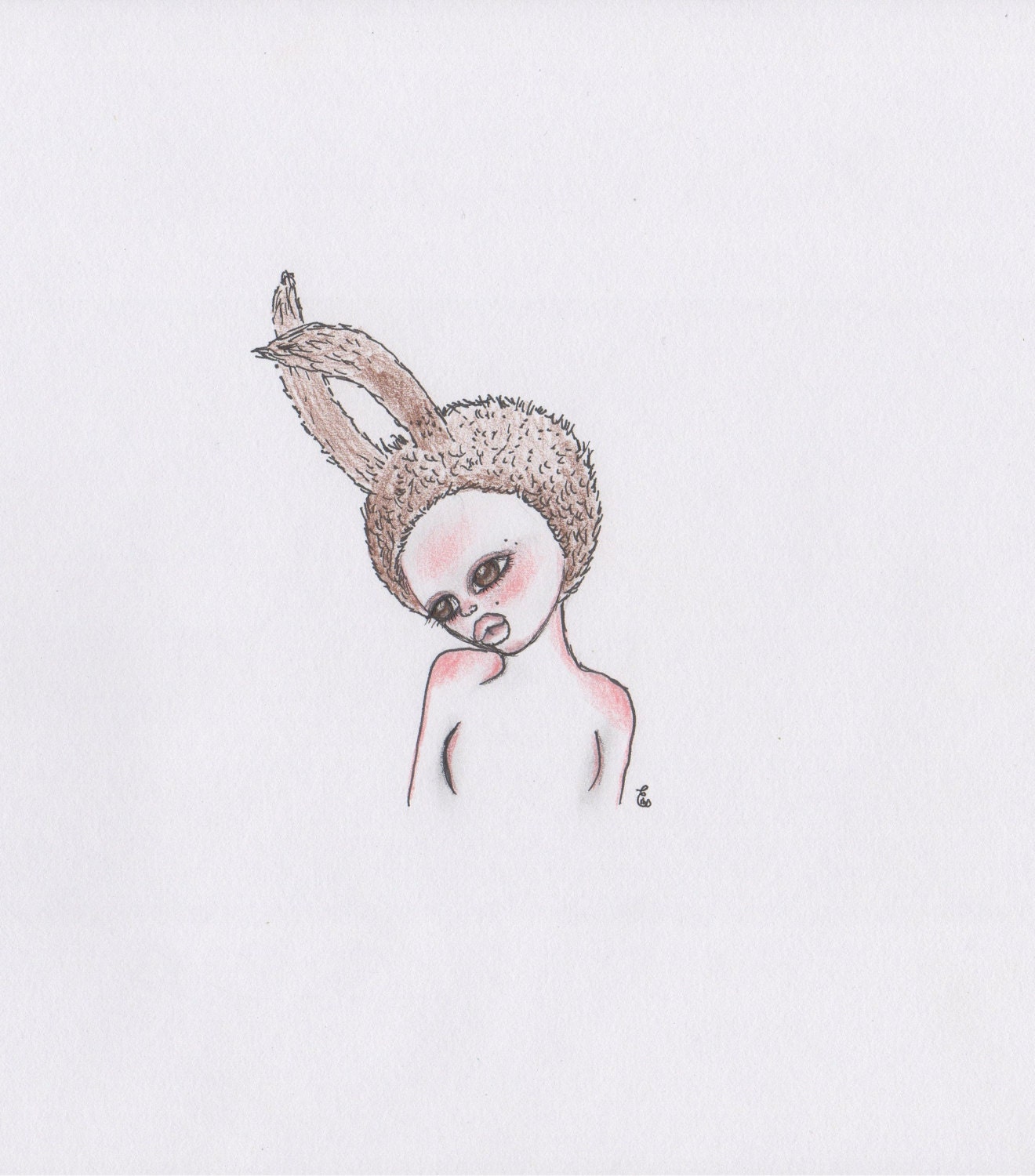 Bunny girl illustration art print 8x10
