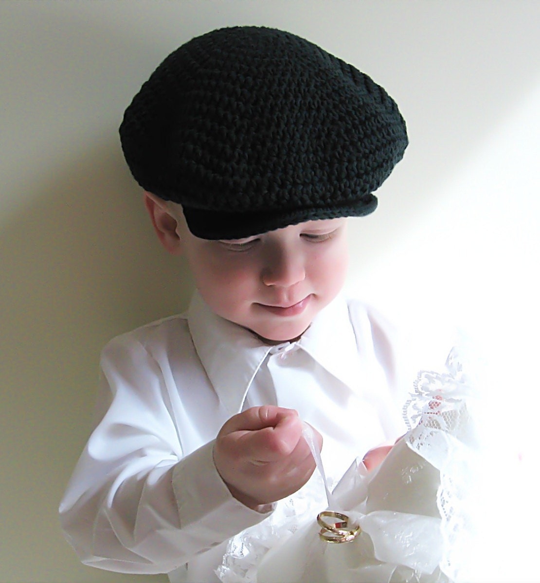 Dark Green Newsboy Cap, Boys Flat Cap Pageboy, Ring Bearer Spring Easter Photo Prop, 2T 3T 4T 5T, Forest Green Organic Cotton