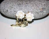 Vintage Carved Lucite Cream Rose Brooch