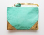 PEPER/ Leather & Cotton clutch
