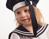 Girl sailor hat, baby girl sailor bonnet, girl sailor cap, kids eco friendly, girl sailor accessories, girl party hat, navy blue