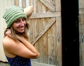 Moss Green Handknit Textured Large Dread Hat