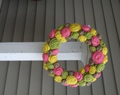 Spring Jute Yarn Wreath/Burlap Flowers/Roses/Yarn Balls/Easter
