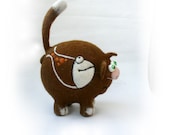 Needle Felted Toy - Brown cat -Soft Sculpture, OOAK