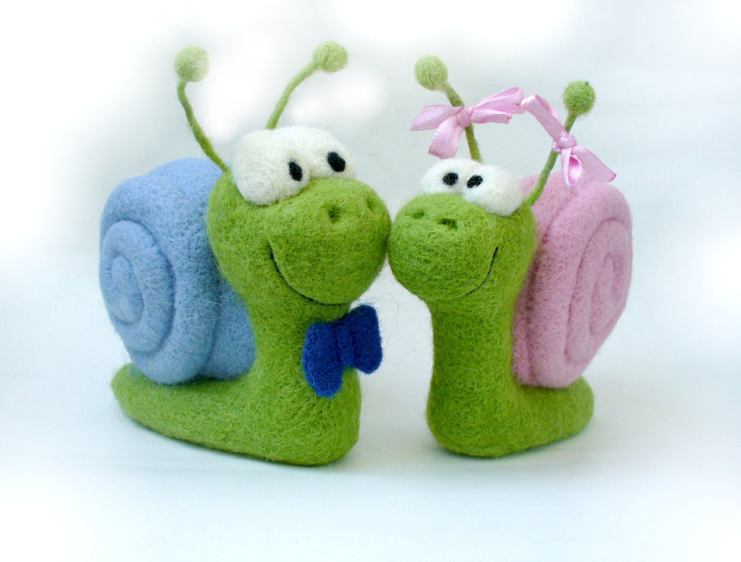 Needle Felted Toy - Snails -Soft Sculpture, OOAK - Love