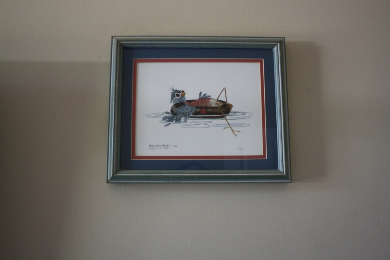 Carolyn Shores Wright Picture 1986 Vintage Home Decor Wall Hanging Bird Life Art Watercolor Print Signed Dated Matted Framed