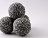felted wool dryer balls - eco friendly laundry - grey tweed - set of 4