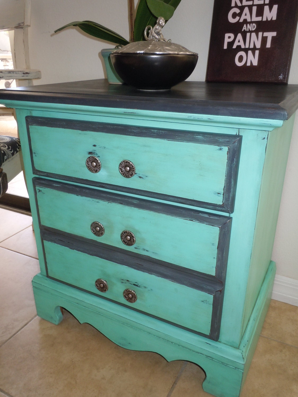 Nightstand - End - Side Table handpainted in CeCe Caldwell and Annie Sloan Chalk Paints