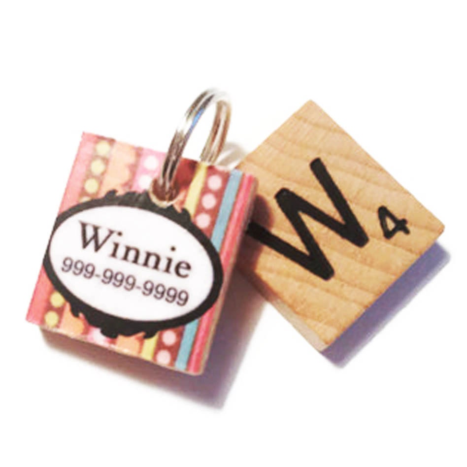 Whimsical Winnie Scrabble Dog Tag, Pet ID Tag
