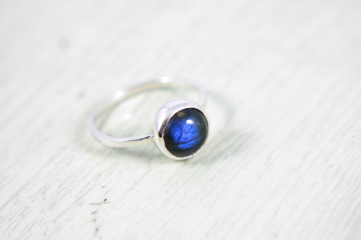 Labradorite Ring Sterling Silver Stacking Size 6, 6 1/4 Silversmithed Metalsmithed