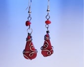 Coral Earrings Wire wrapped jewelry handmade