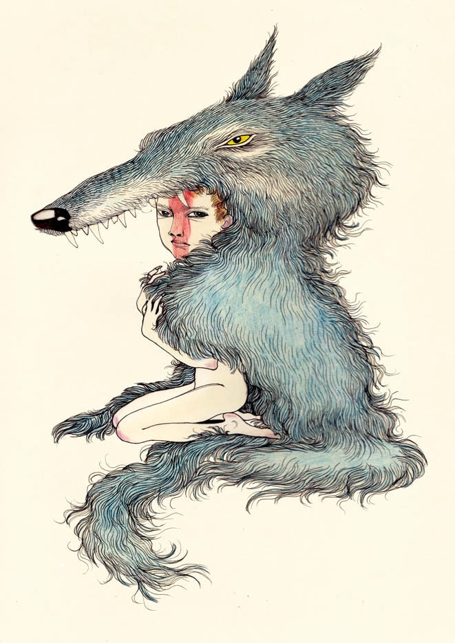 Wolf Boy Art Illustration Print