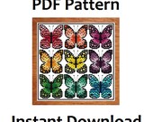 PDF Pattern Rainbow Butterflies Cross Stitch Shaded Colors, INSTANT DOWNLOAD