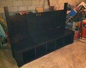 Repurposed wood door storage bench