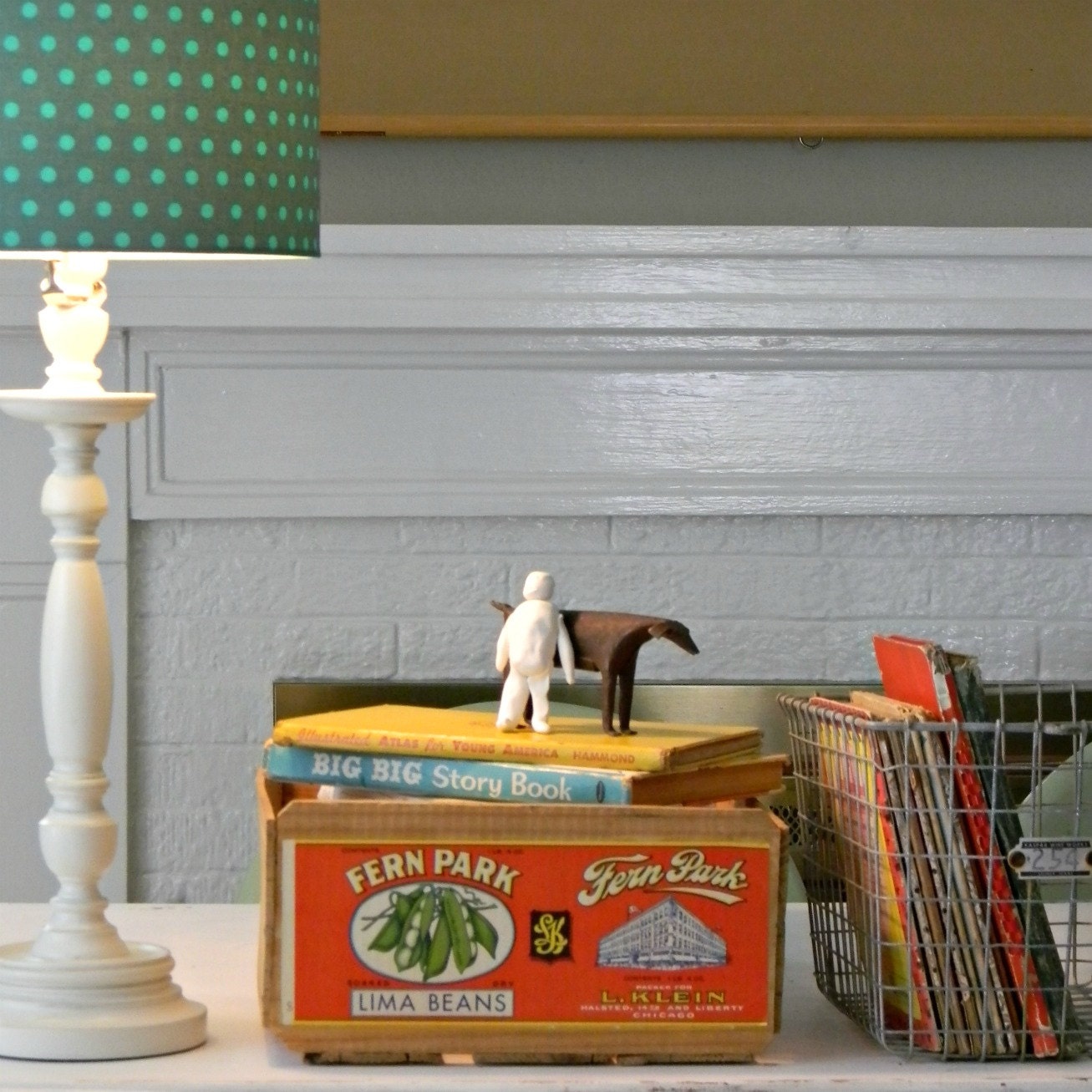 vintage fern park lima beans crate
