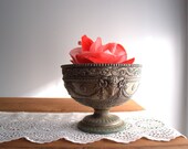 a vintage  silver centerpiece bowl / ornate Neoclassical design with ram's head, bows, and swag garland by Corbell & Co