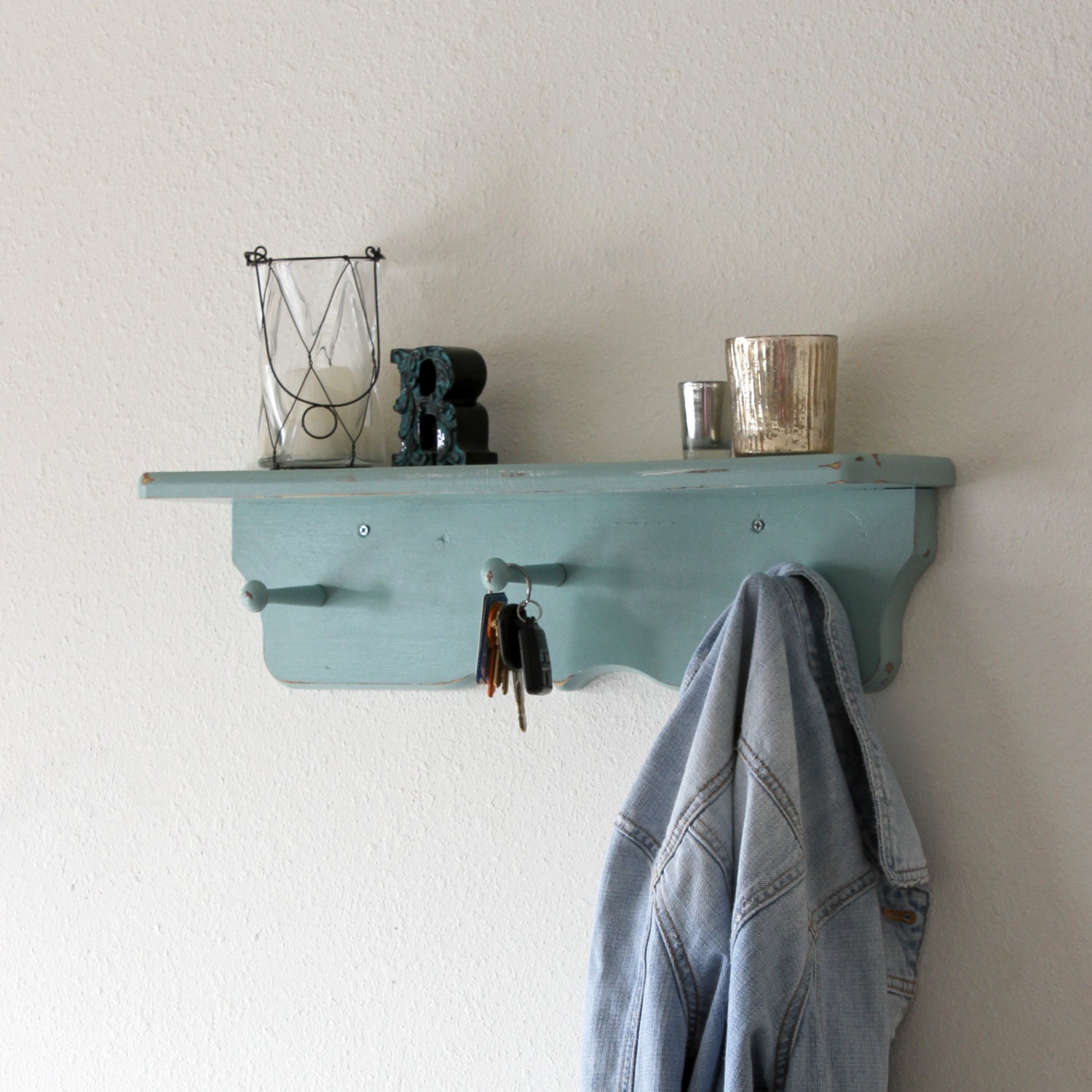 Seamist blue vintage distressed shelf